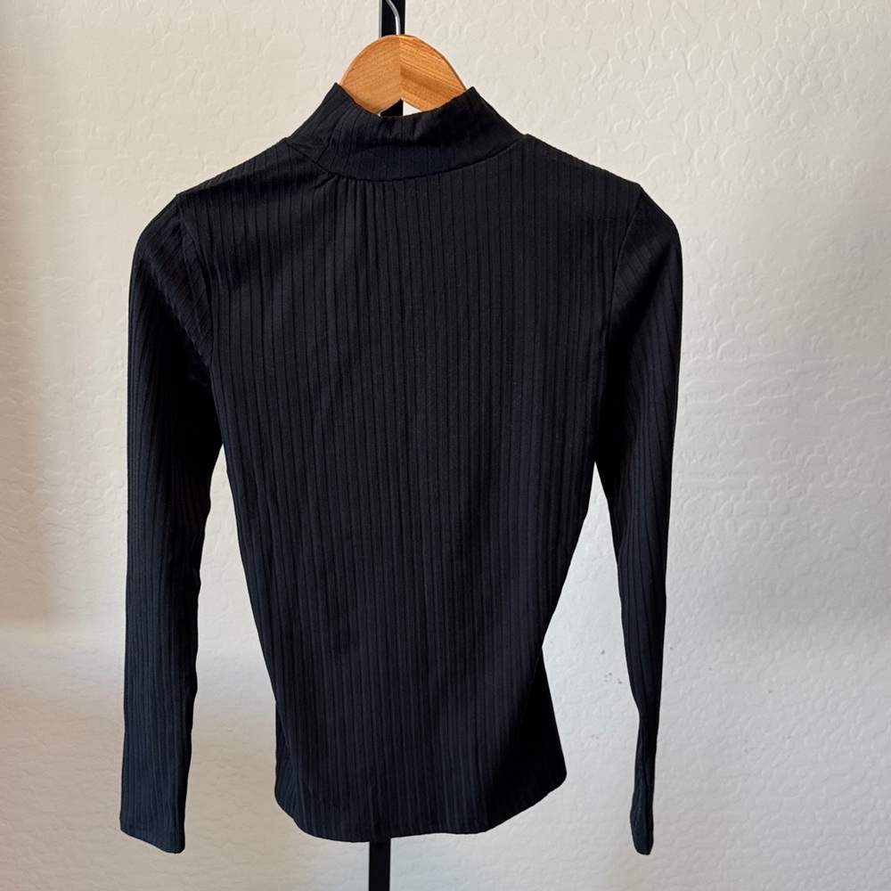 Black Ribbed Long Sleeve Top - Picture 4 of 4